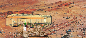 Impresión artística de un gran invernadero en Marte.
